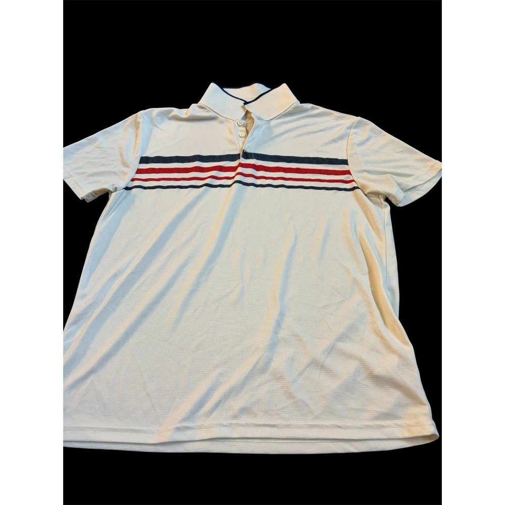 Old Navy Active Core Men's White Striped Short Sleeve Polo Shirt